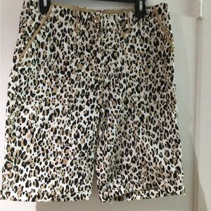 Leopard Print Men’s Casual Shorts - White/Tan/Black